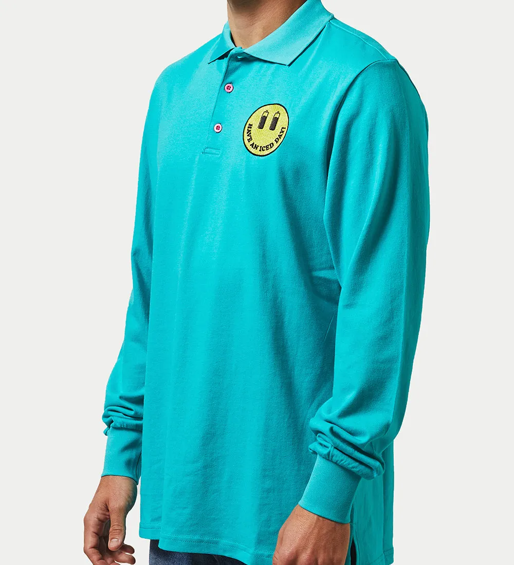 AriZona Turquoise Long Sleeve Polo