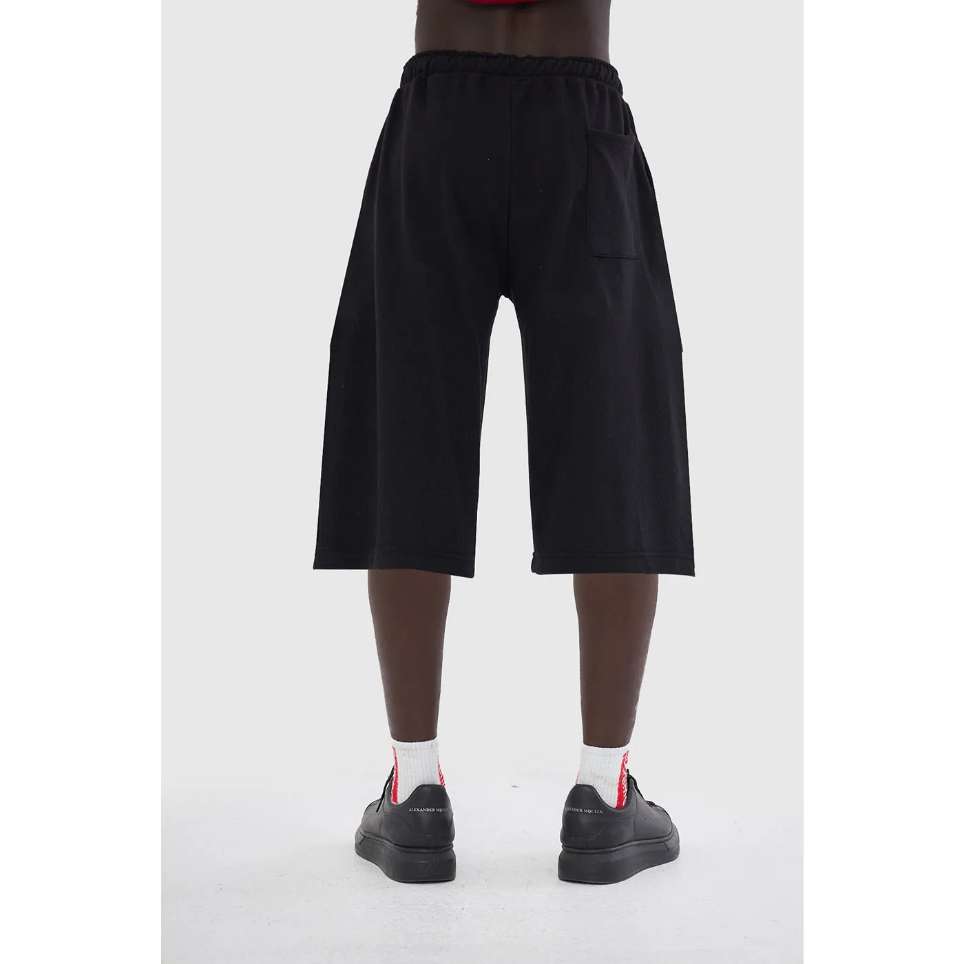 Black 3/4 Relaxed Fit Shorts