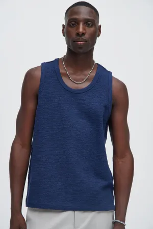 Blaine Textured Relaxed Tank Top - Navy