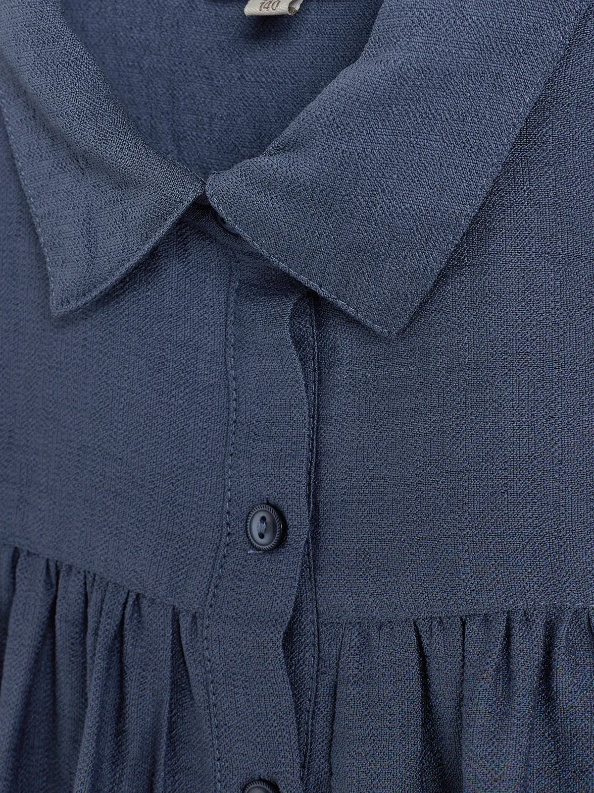 Blouse w. Shirt Collar - Tween - Vintage Blue