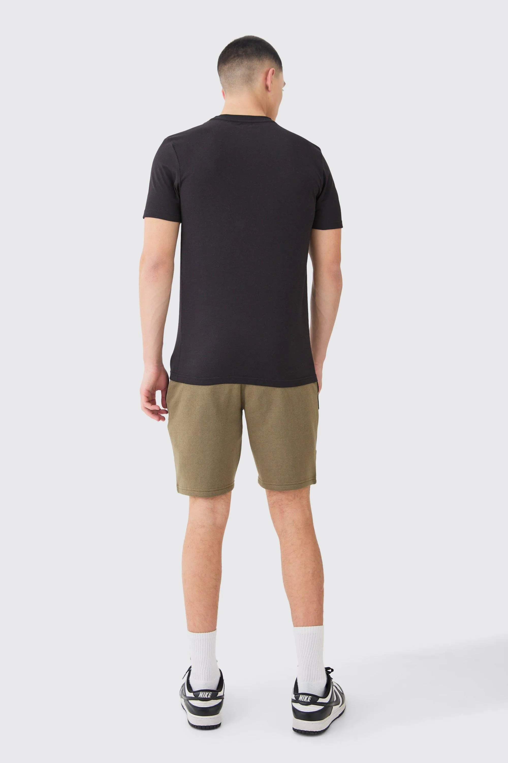 Boohoo Olive Slim Fit Colour Block Mens Shorts