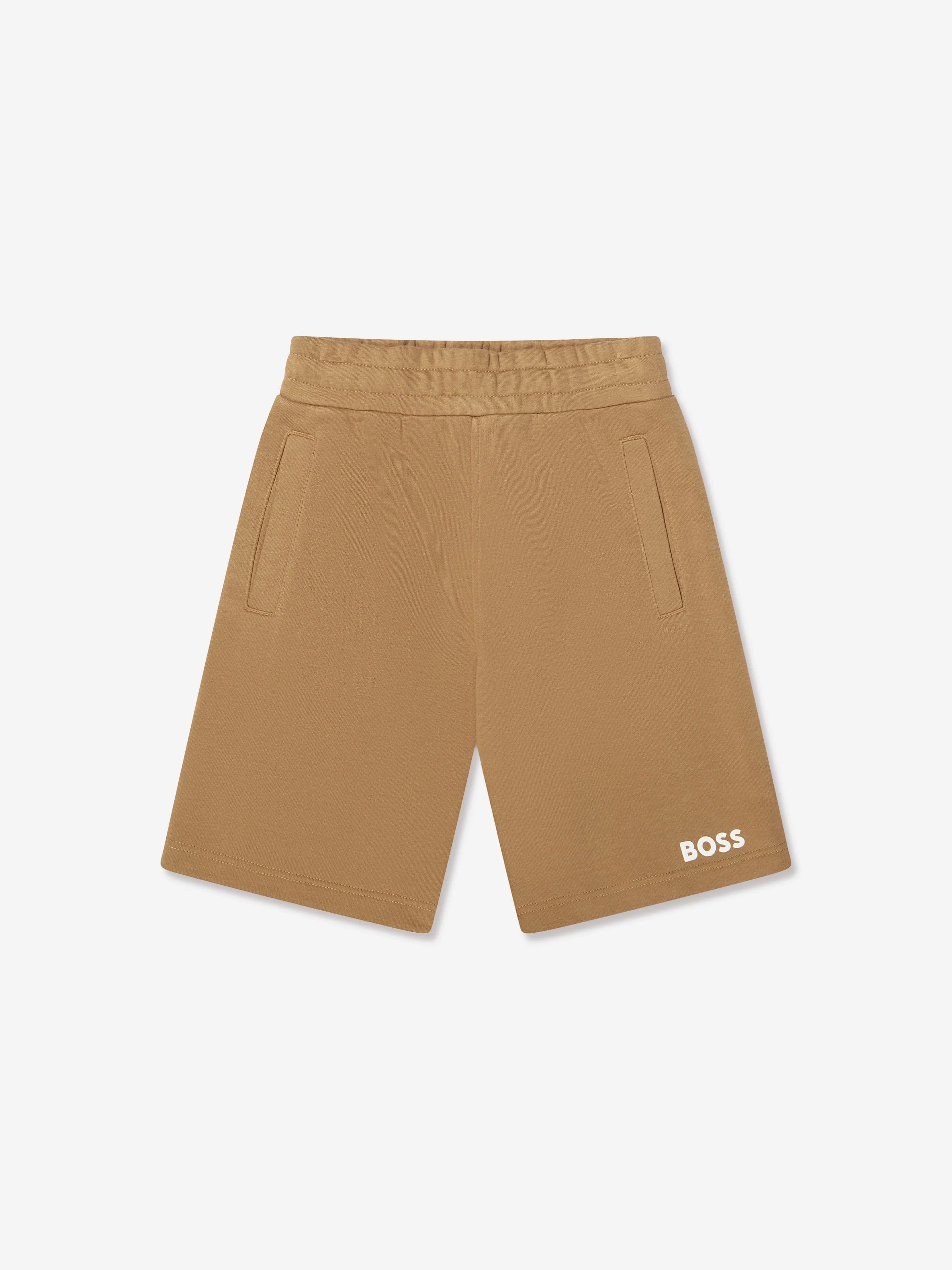 BOSS Boys Logo Sweat Shorts In Beige