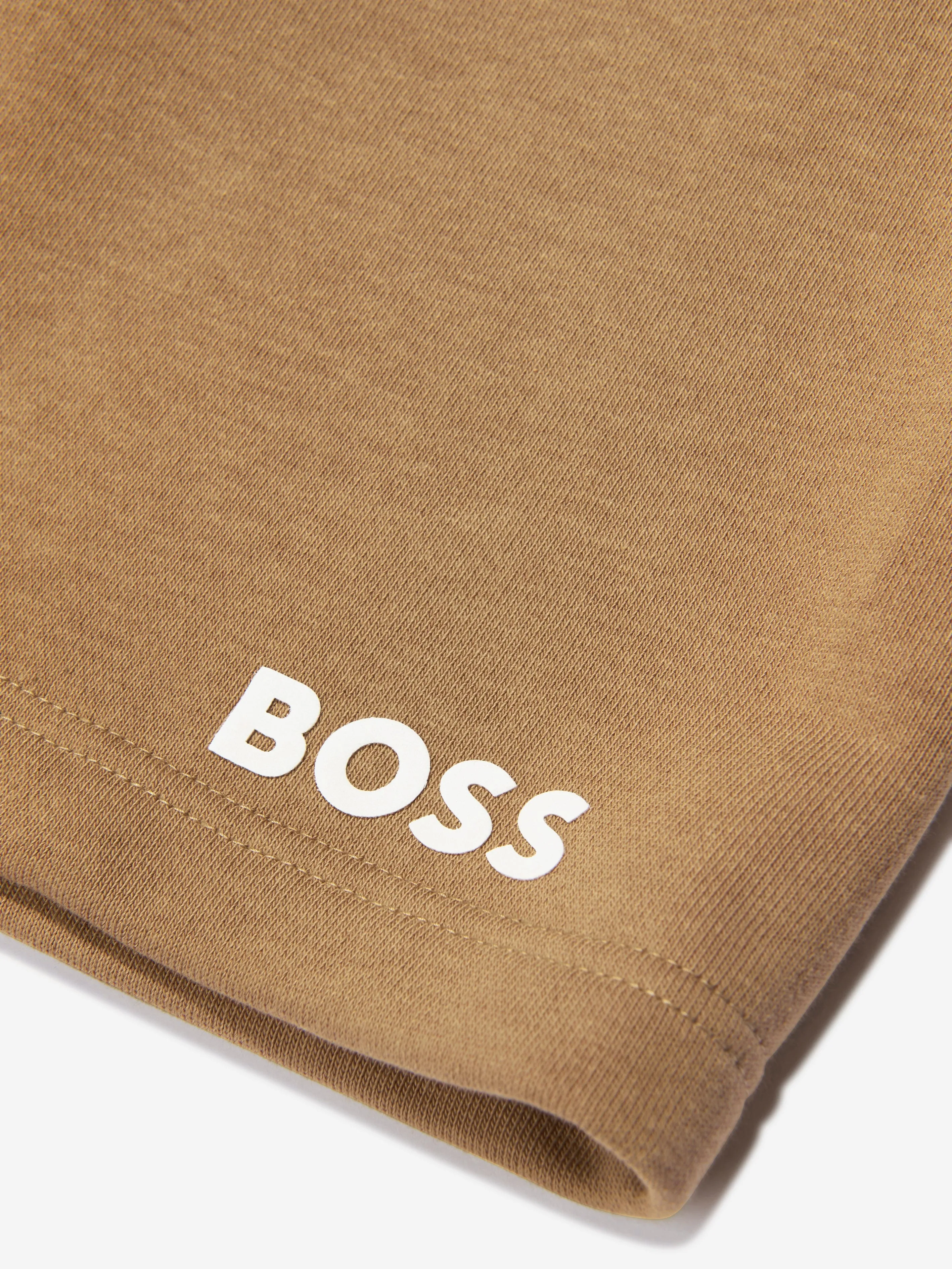 BOSS Boys Logo Sweat Shorts In Beige