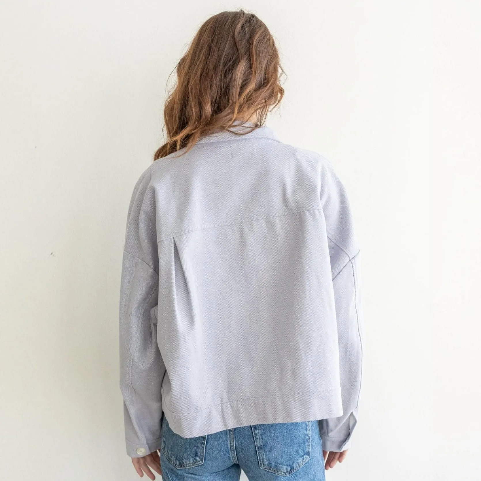 Boxy Button Up Jacket - Powder Blue