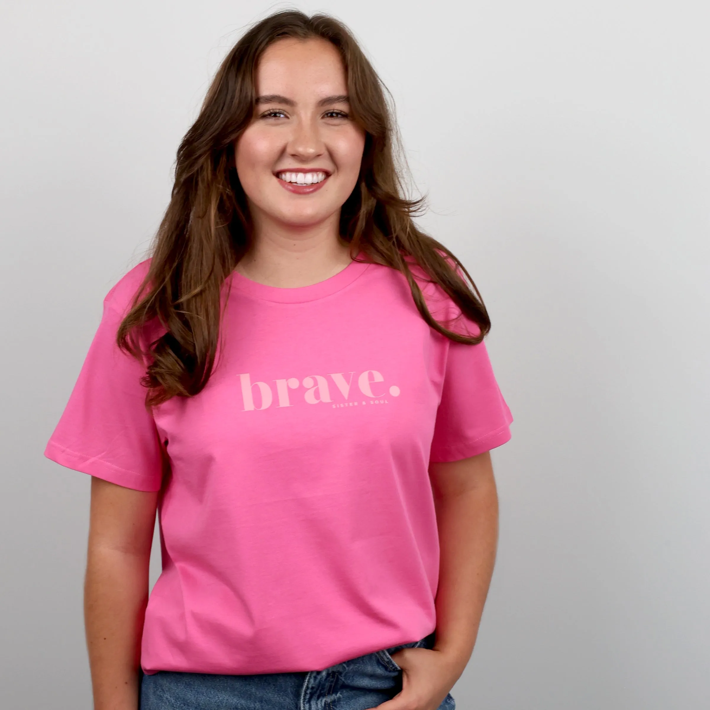 BRAVE - Pink Pop Boxy Tee - Pink Print