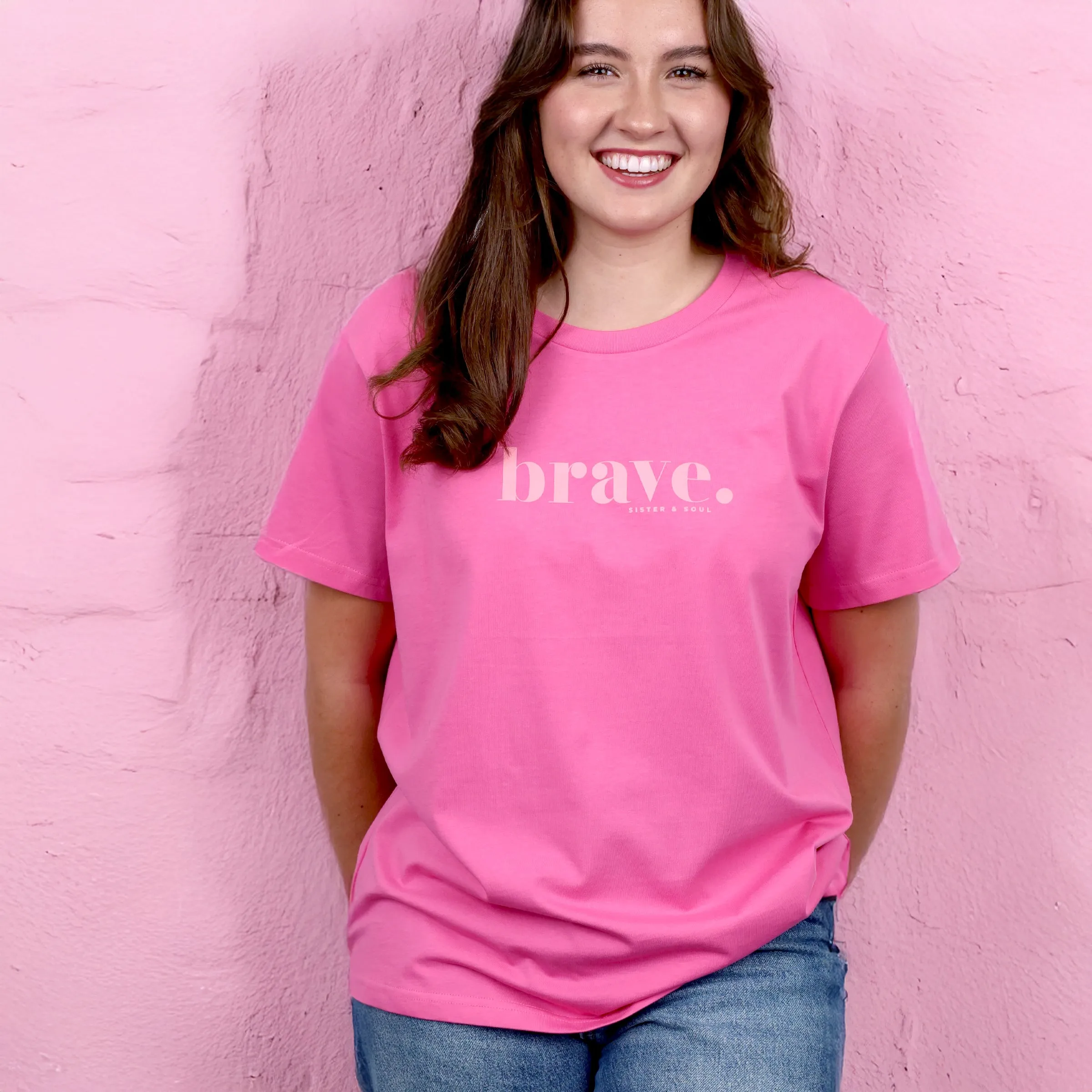 BRAVE - Pink Pop Boxy Tee - Pink Print