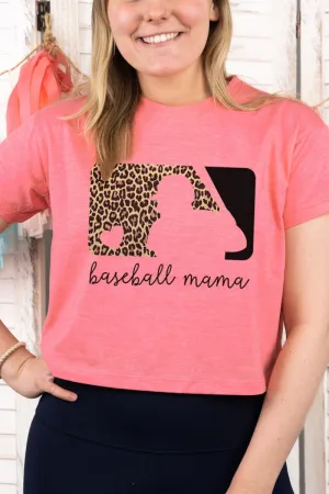 Cheetah Baseball Mama Women's Soft-Tek Blend Crop T-Shirt