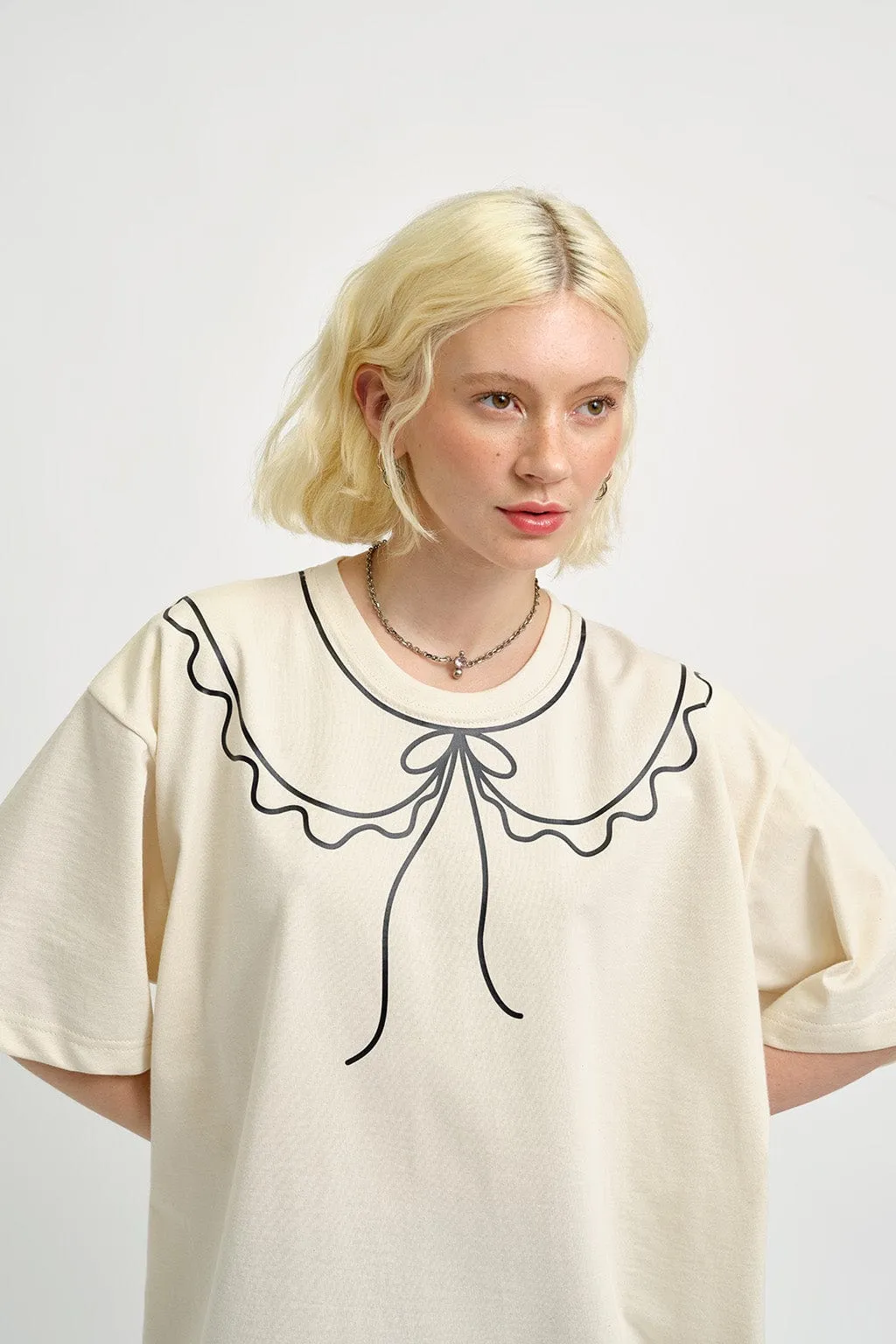 Cotton Trompe L'oeil Tee Beige