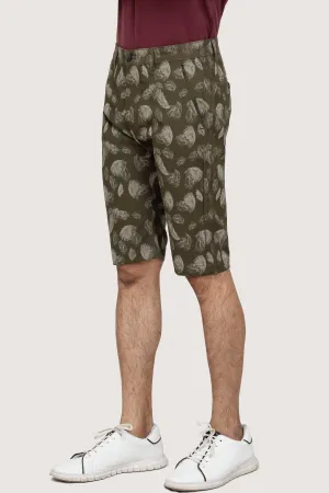 CROSS POCEKT PRINTED REGULAR FIT SHORTS OLIVE