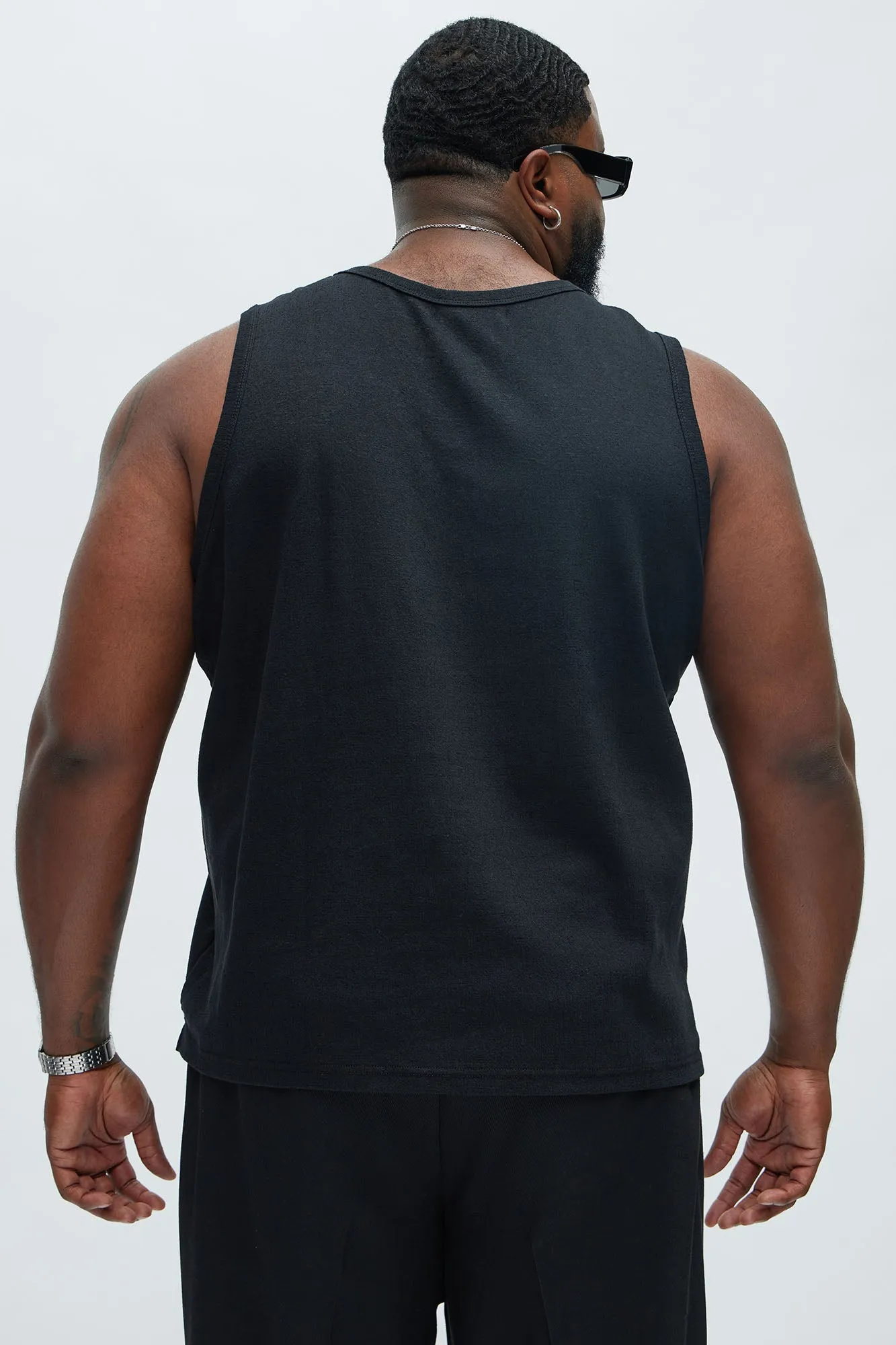 Duval Textured Relaxed Tank - Black