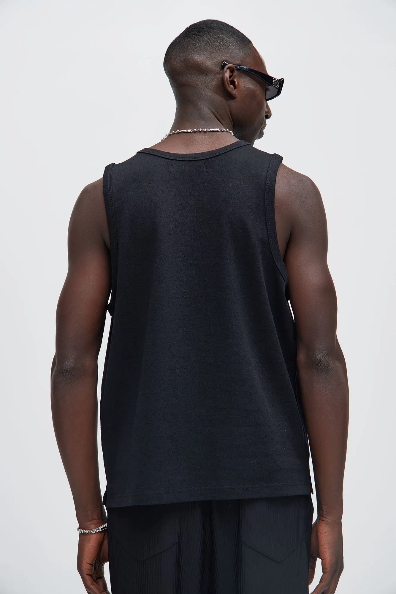 Duval Textured Relaxed Tank - Black