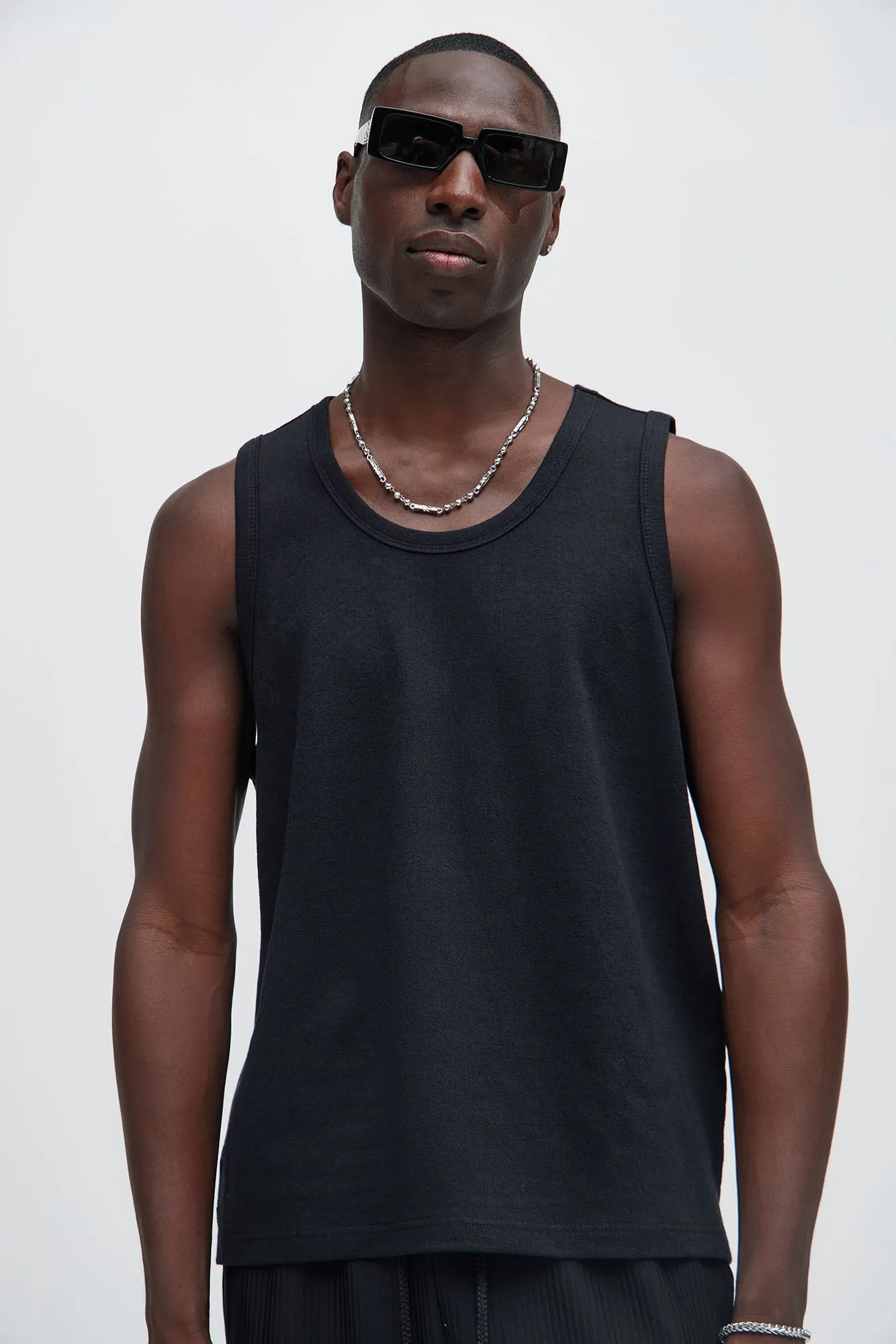 Duval Textured Relaxed Tank - Black