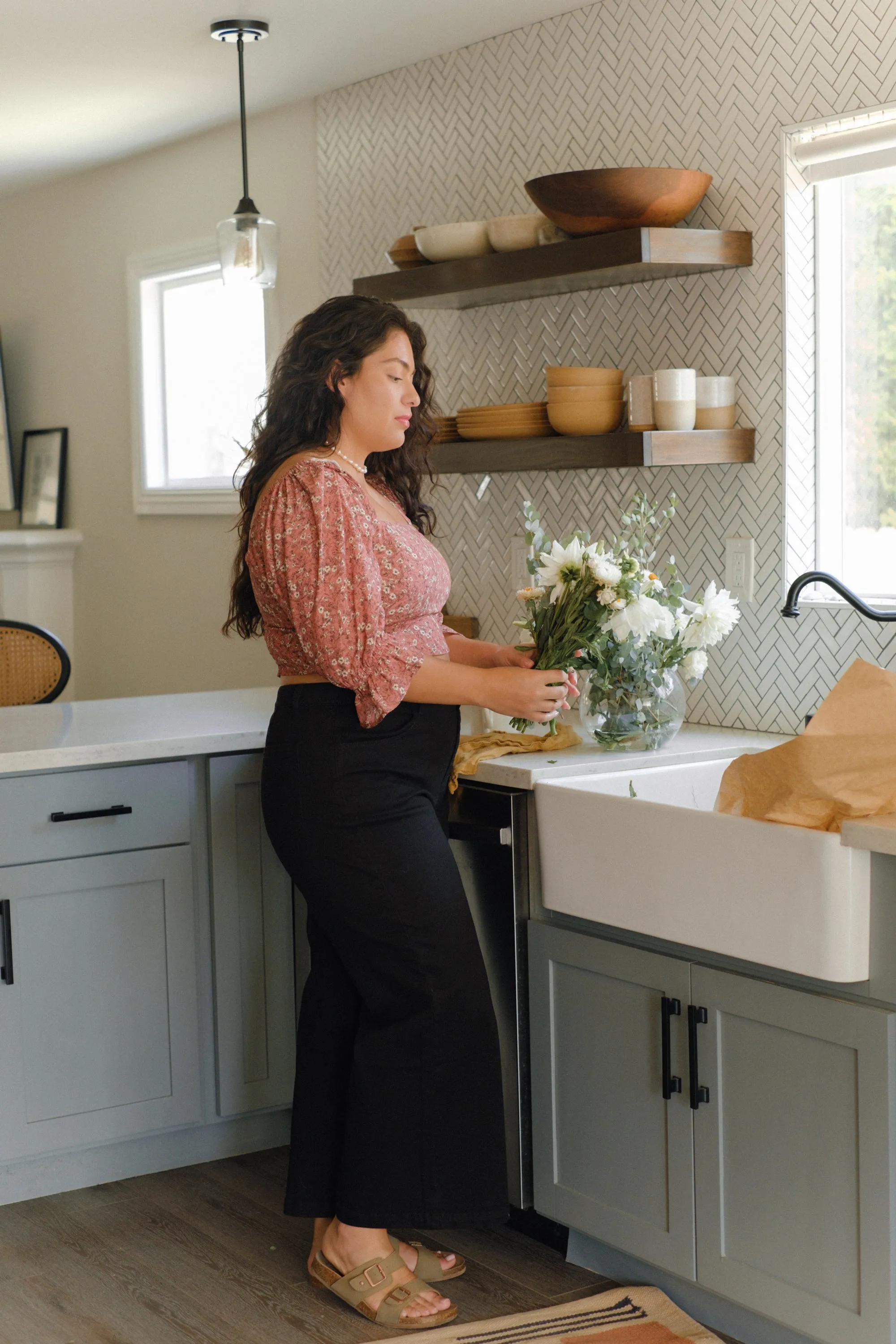 Eden Crop Top in Rhubarb Floral Extended