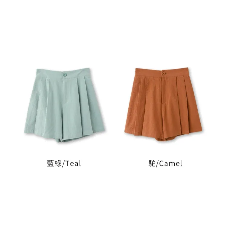 Elastic Waist Pleated Shorts Pants