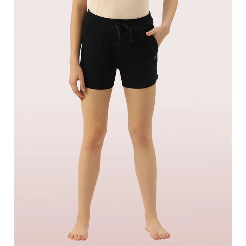 ENAMOR-E078 COMFY SHORTS | TERRY SHORTS WITH ADJUSTABLE WAISTBAND & POCKETS