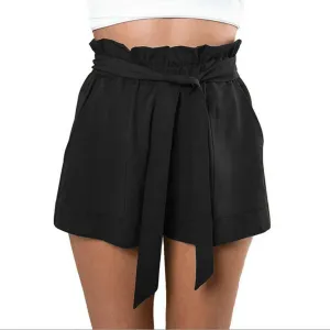 Fashion Women Casual Shorts Design Patchwork Plus Size High Waist Shorts Loose Fashionable Shorts female With Belt