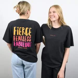 FIERCE FEARLESS FABULOUS - Washed Black-Heavy Tee