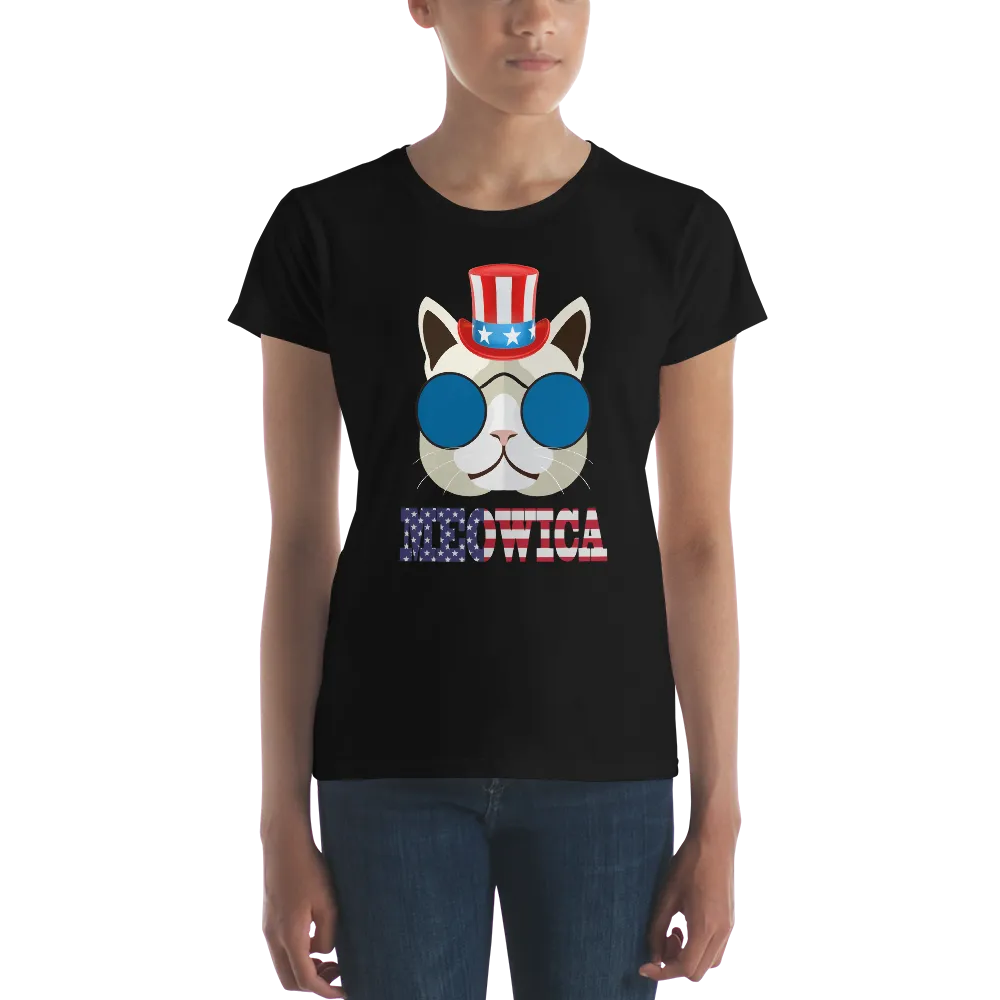 Funky Cat With Hat USA Women's Tee