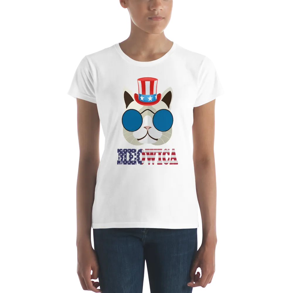 Funky Cat With Hat USA Women's Tee