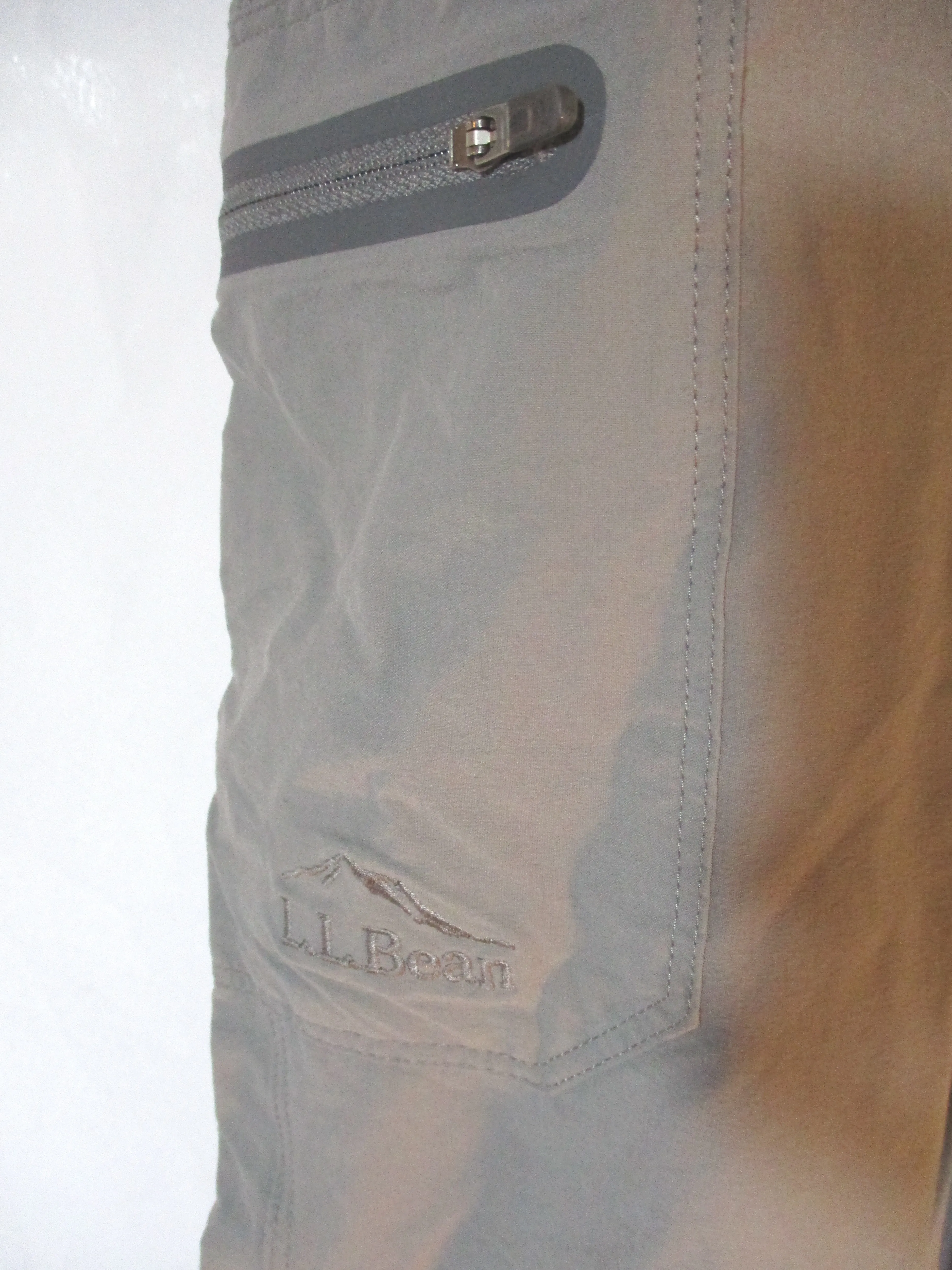 LL BEAN Nylon Pants Trousers 32X32 GREEN GRAY Convertible Shorts Mens Packable Hiking Camping