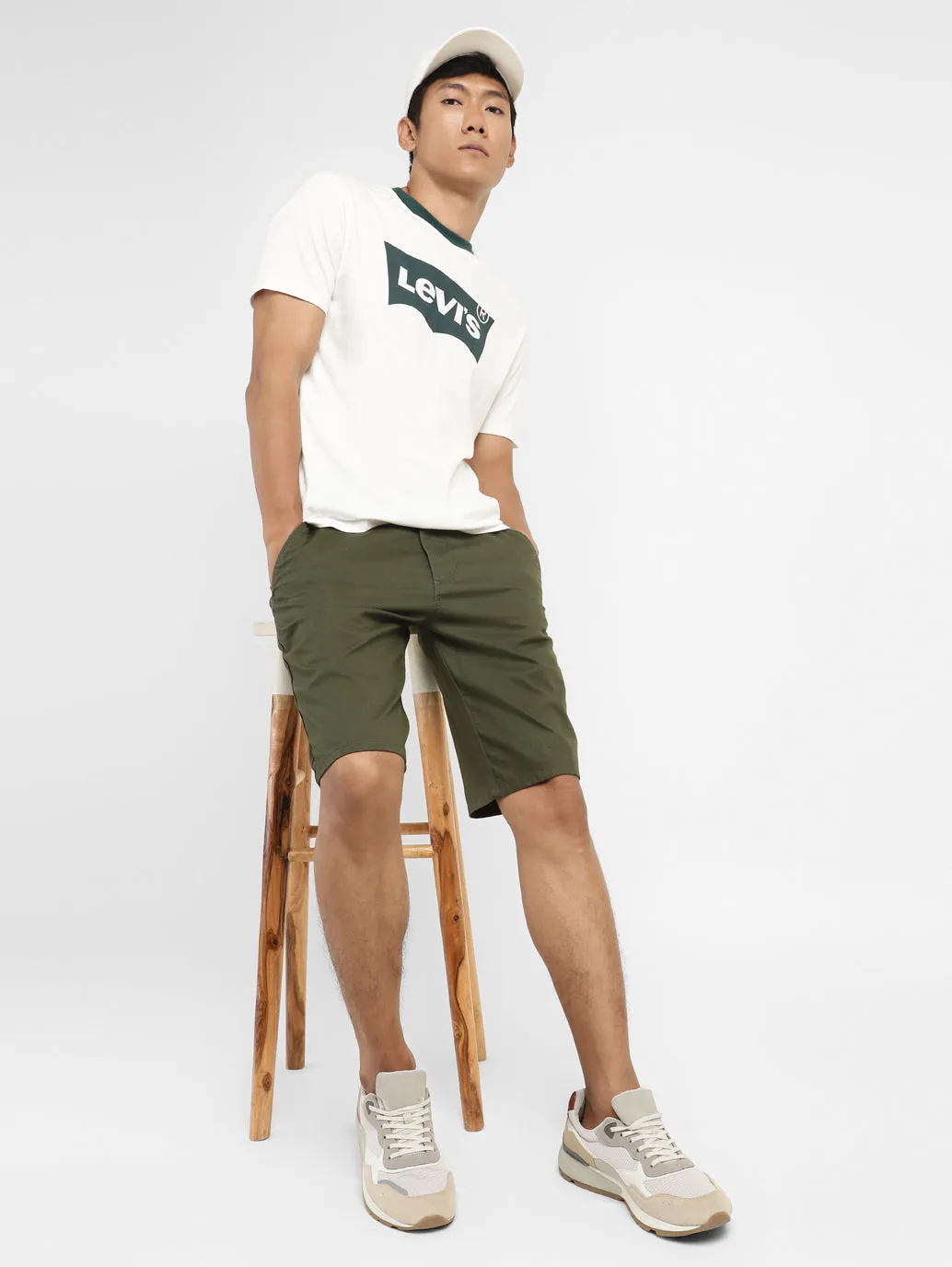 Men's Green Tapered Fit Shorts