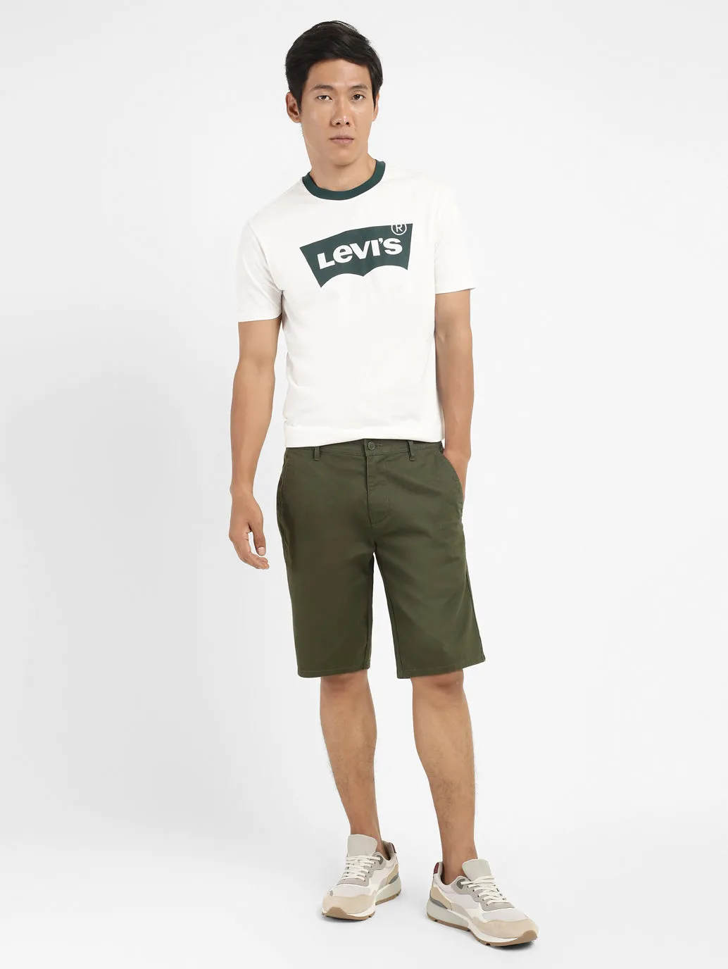 Men's Green Tapered Fit Shorts