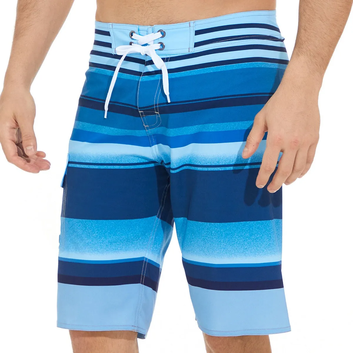 Men's Swim Trunks Stripe Print Shorts Drawstring Swim Summer Beach Shorts | 1053