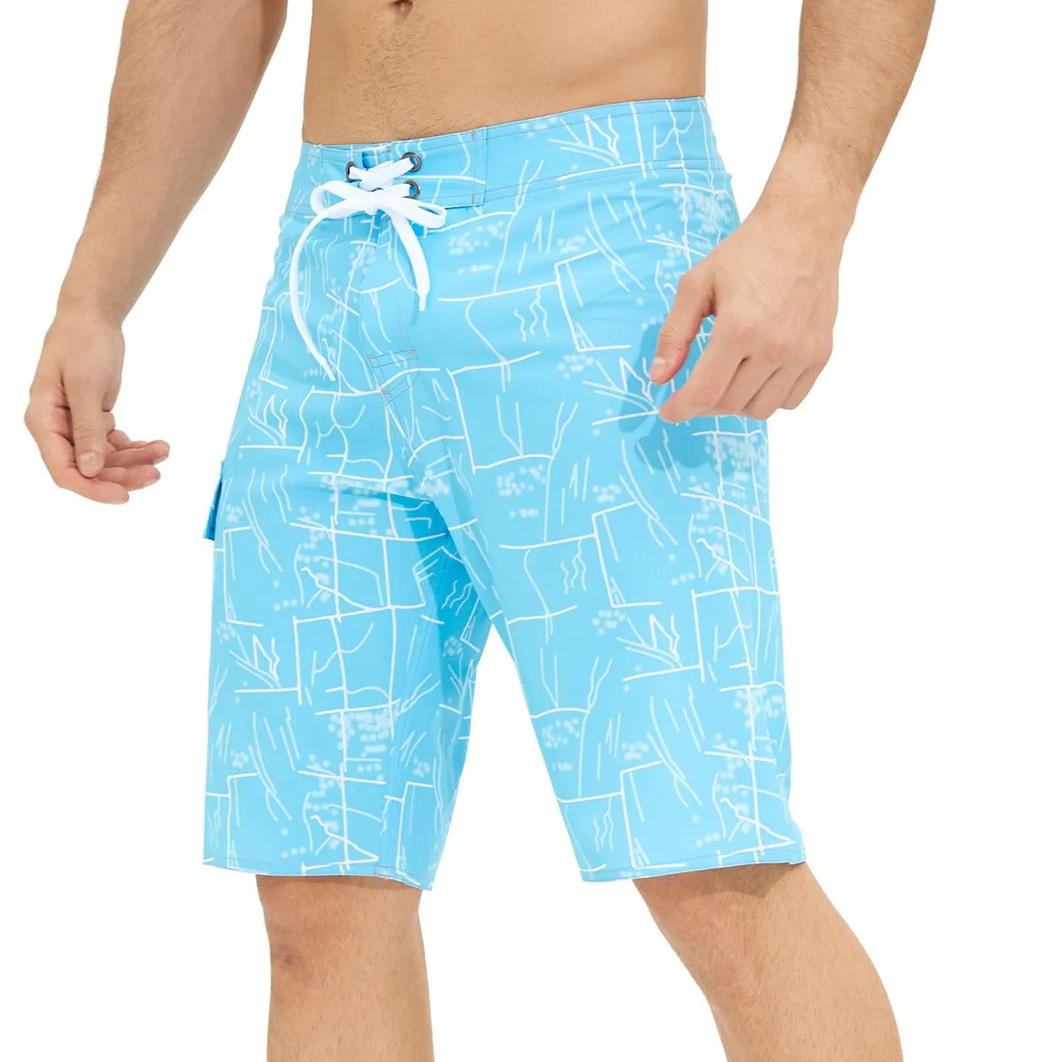 Men's Swim Trunks Stripe Print Shorts Drawstring Swim Summer Beach Shorts | 1053