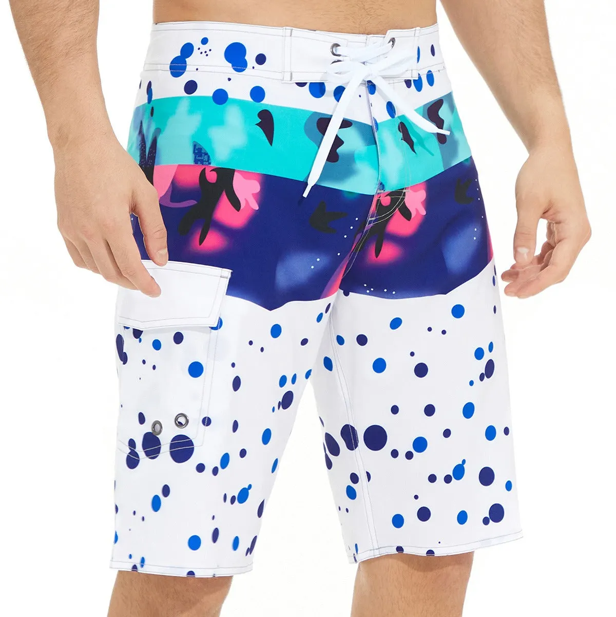 Men's Swim Trunks Stripe Print Shorts Drawstring Swim Summer Beach Shorts | 1053