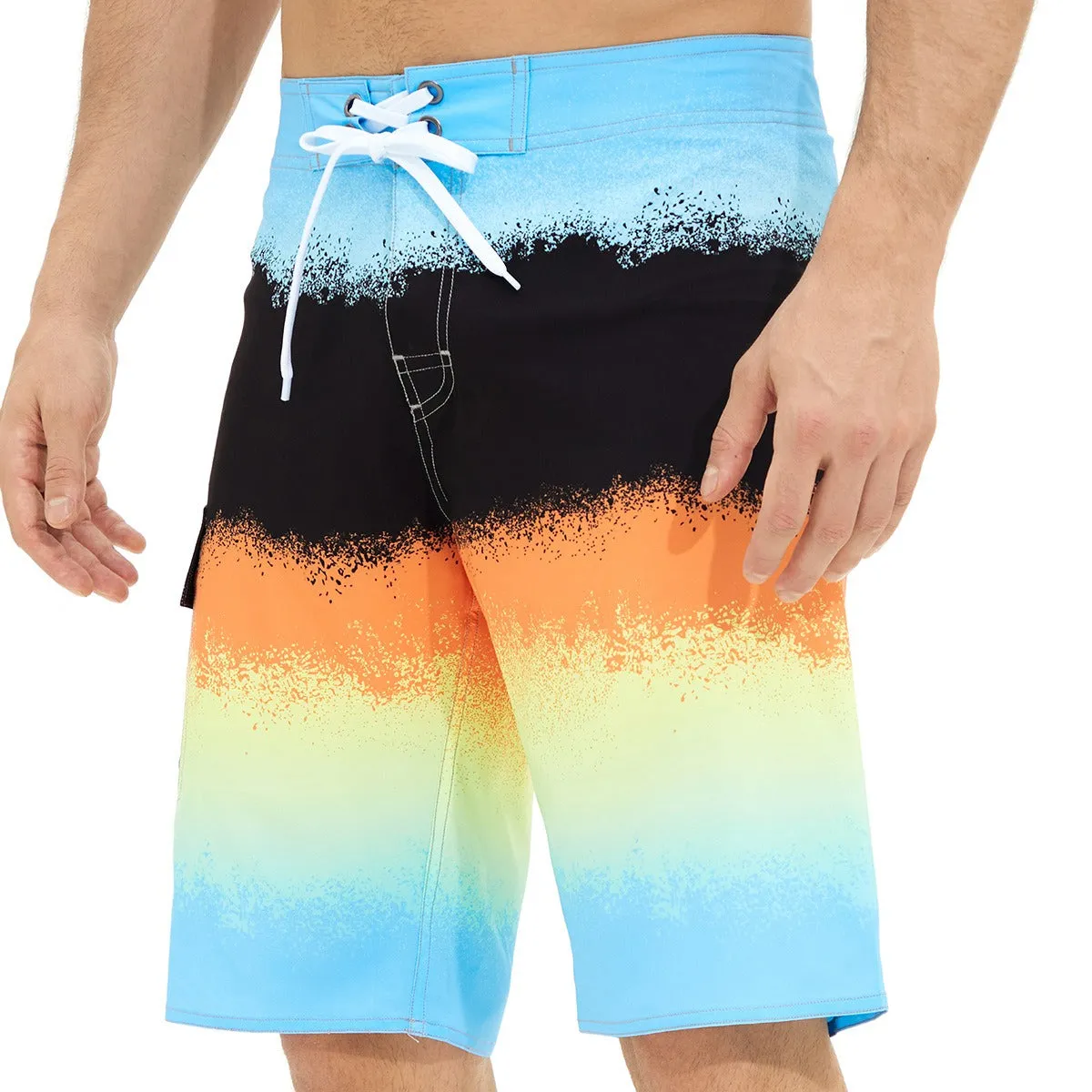 Men's Swim Trunks Stripe Print Shorts Drawstring Swim Summer Beach Shorts | 1053