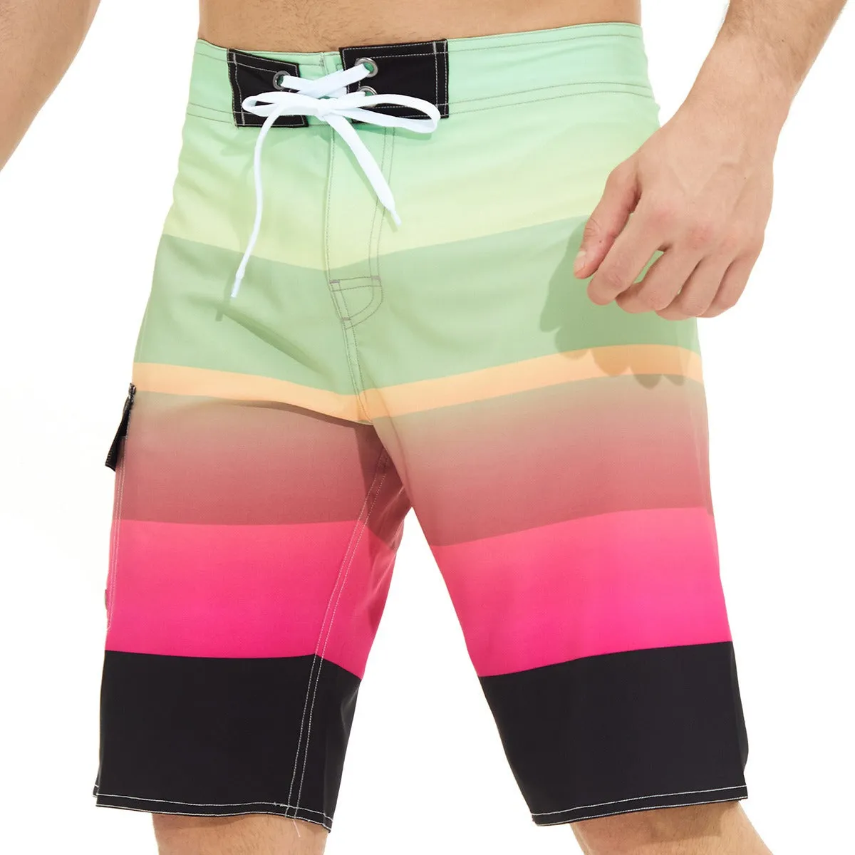 Men's Swim Trunks Stripe Print Shorts Drawstring Swim Summer Beach Shorts | 1053