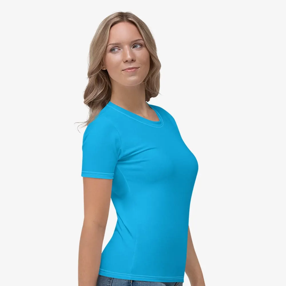 Monochrome Stretchy Tee Cyan