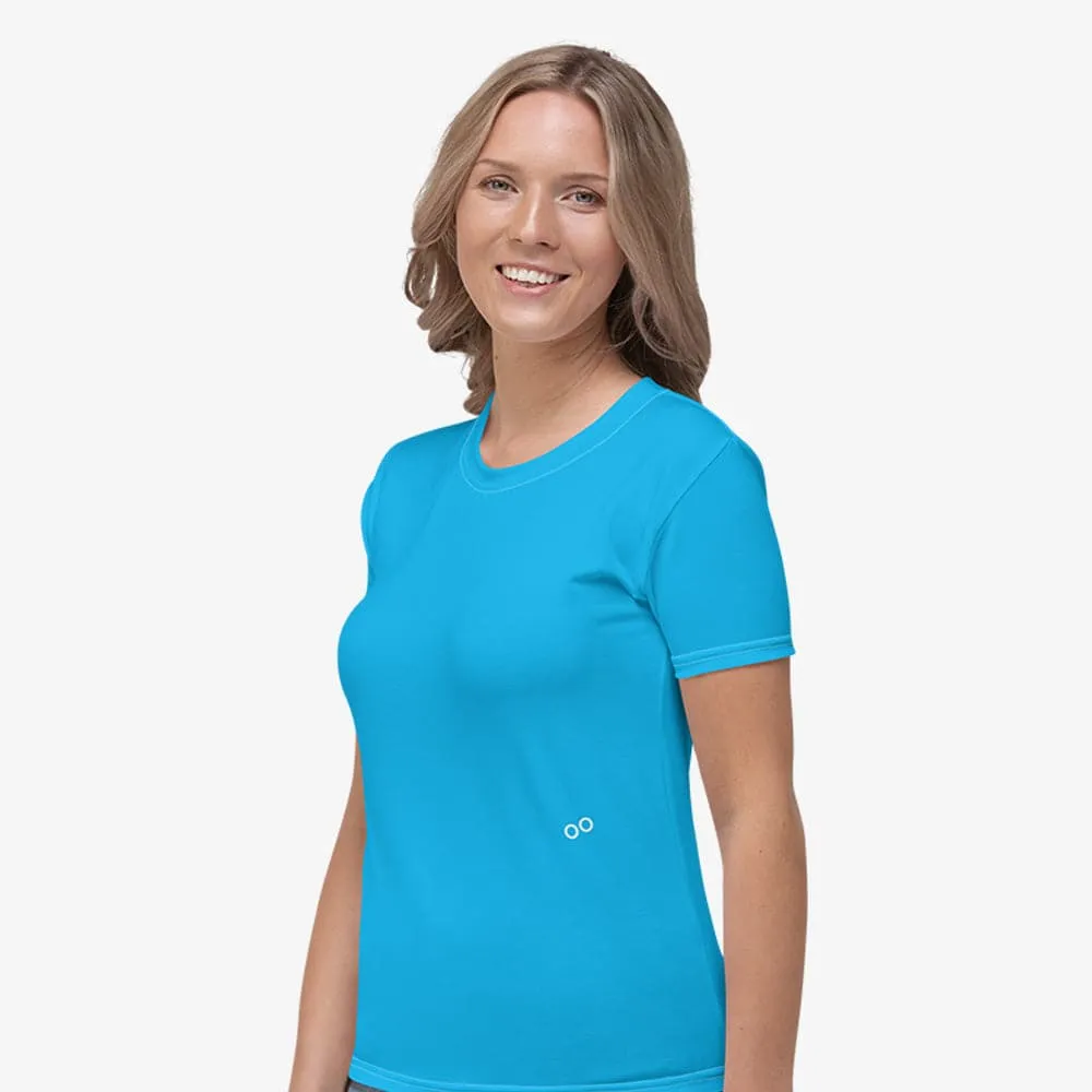 Monochrome Stretchy Tee Cyan