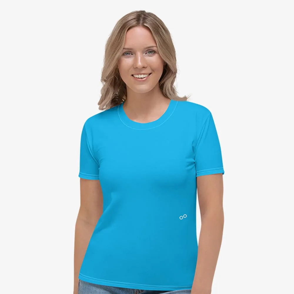 Monochrome Stretchy Tee Cyan