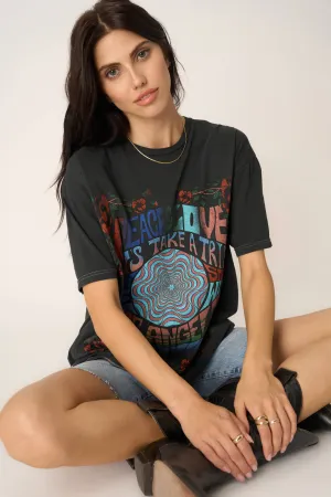 Peace & Love Relaxed Tee - Vintage Black