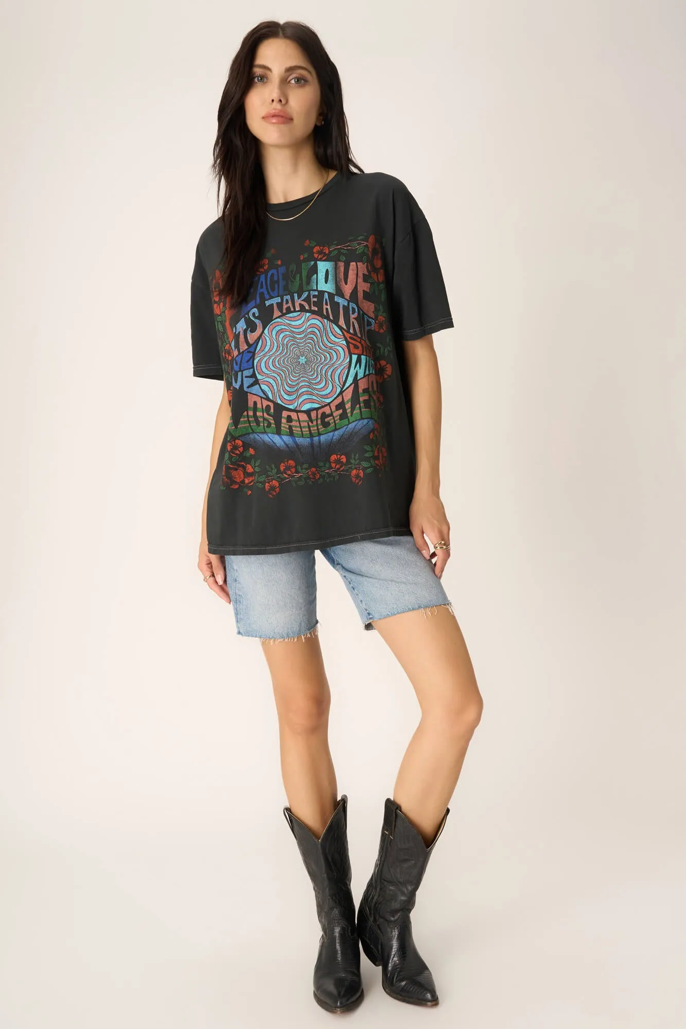 Peace & Love Relaxed Tee - Vintage Black