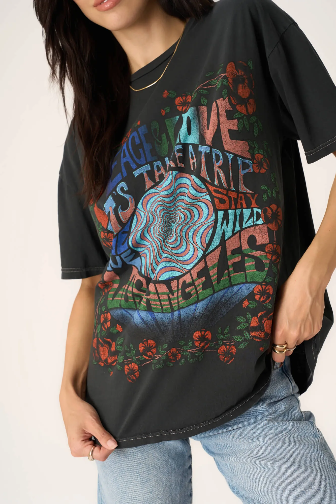 Peace & Love Relaxed Tee - Vintage Black