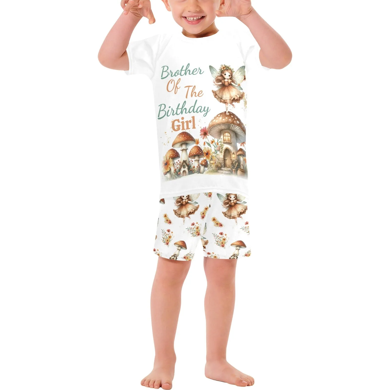 Personalised Fairy Mushroom Matching Birthday Shirt and Short Sets