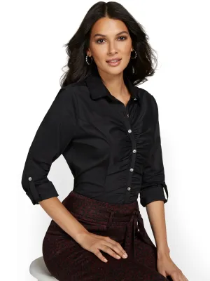 Petite Ruched-Front Madison Shirt