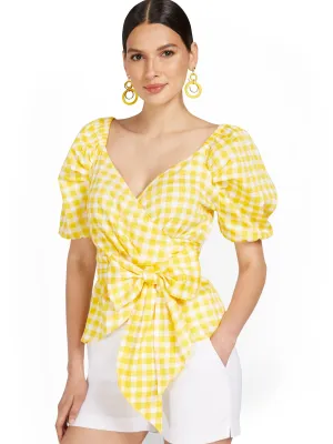 Poplin Bow-Front Wrap Top