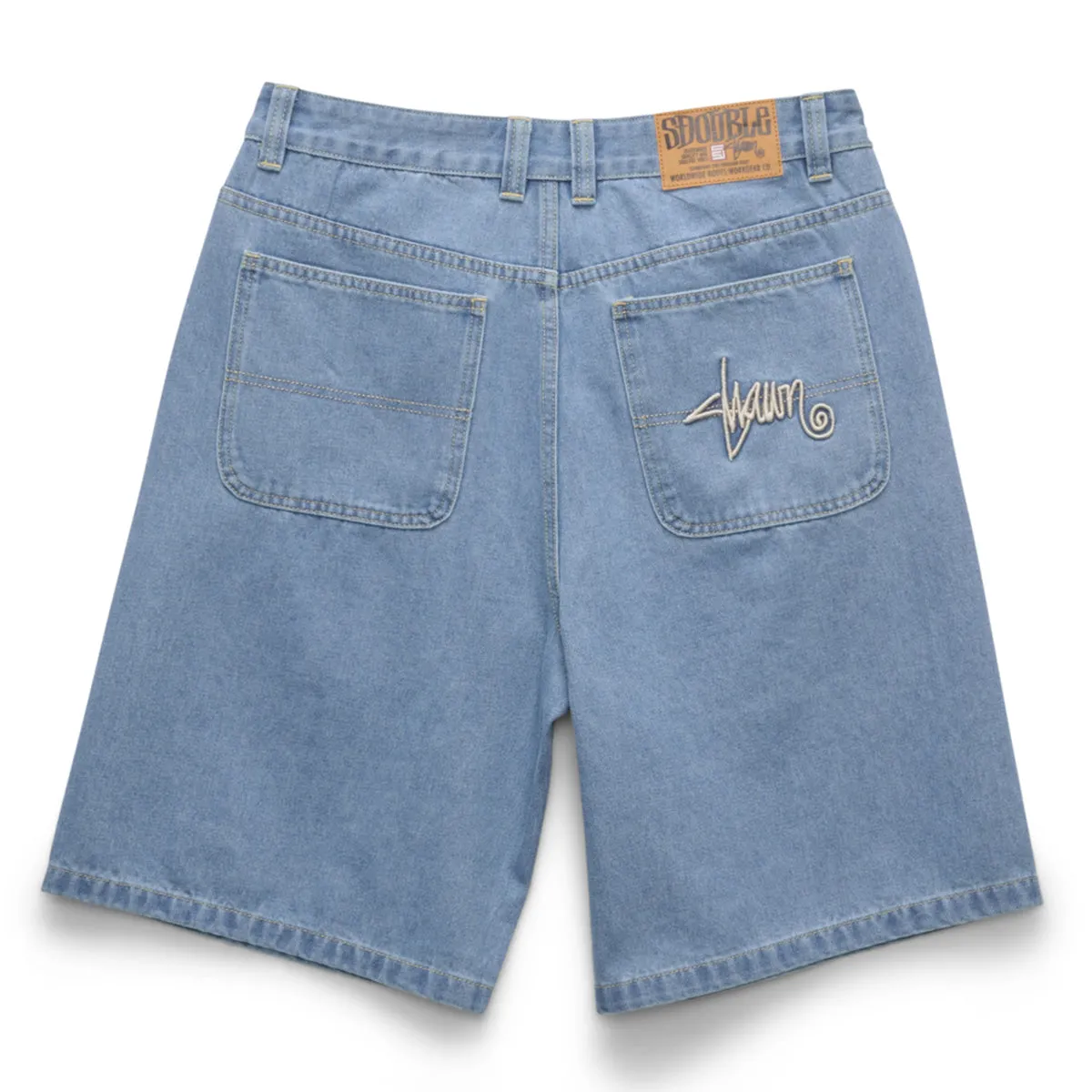 S/Double - Emb Denim Standard Shorts Mid Blue