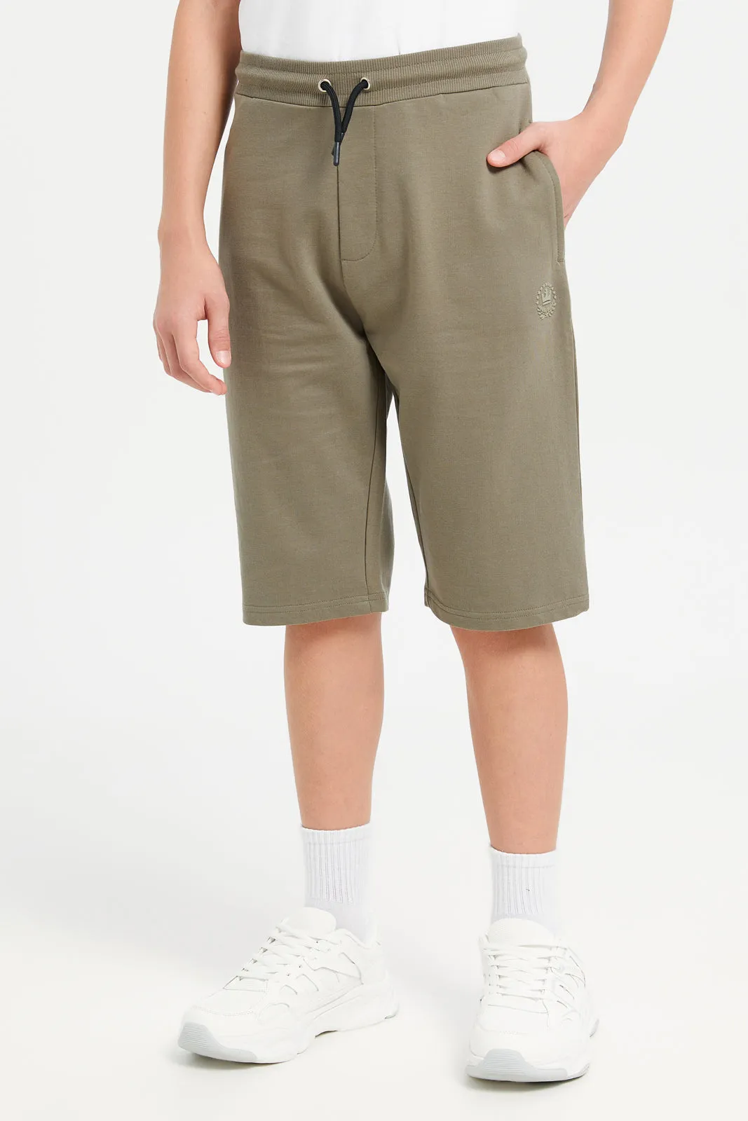 Senior Boys Beige And Green Active Shorts Set (Pack of 2)