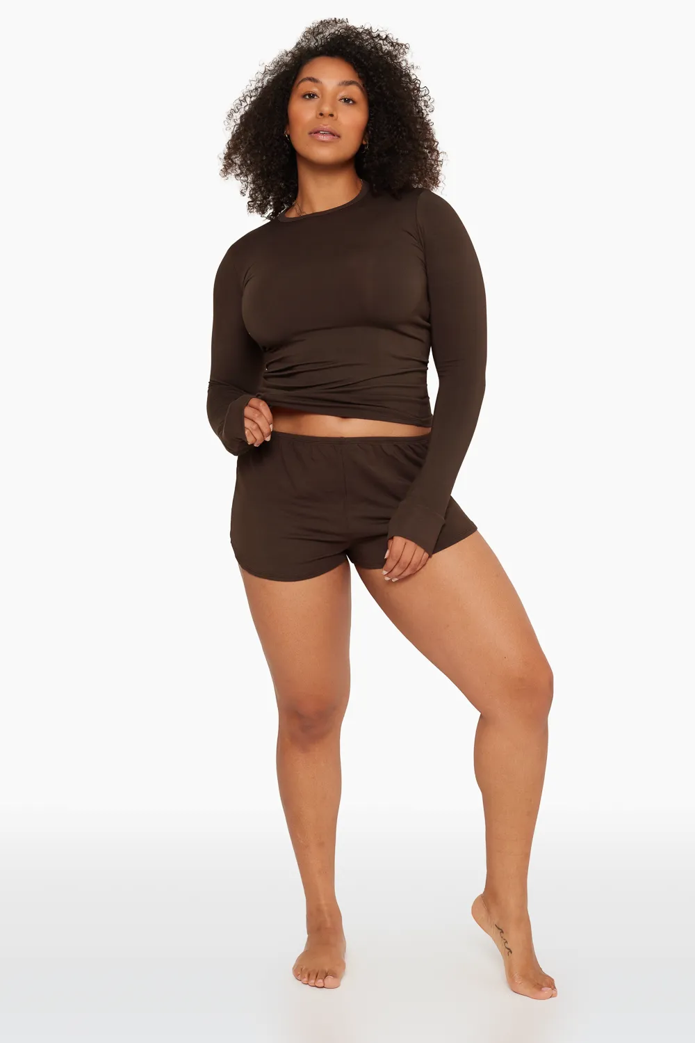 SLEEP JERSEY RELAXED SLEEP SHORTS - ESPRESSO