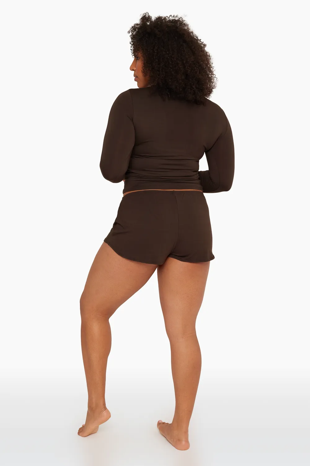 SLEEP JERSEY RELAXED SLEEP SHORTS - ESPRESSO