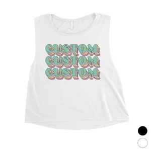 Sorority Theme Green Top Text Funky Womens Personalized Crop Tops