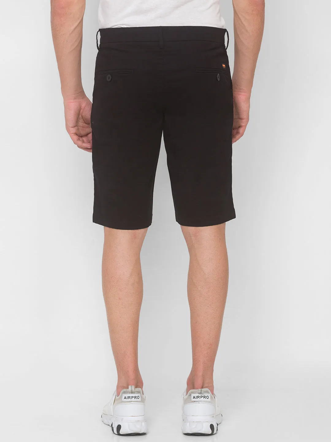 Spykar Men Black Solid Relaxed Mid-Rise Shorts (Relaxed)