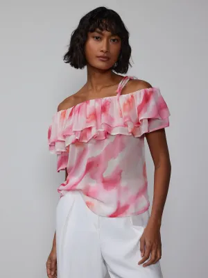 Tiered Ruffle One Shoulder Blouse