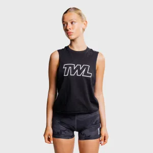 TWL - WOMEN'S SLASH CROP - ATHLETE - BLACK/WHITE