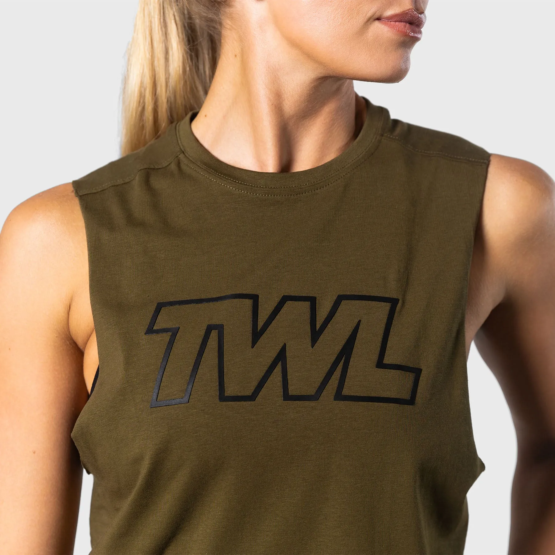 TWL - WOMEN'S SLASH CROP - ATHLETE - UNIFORM GREEN/BLACK