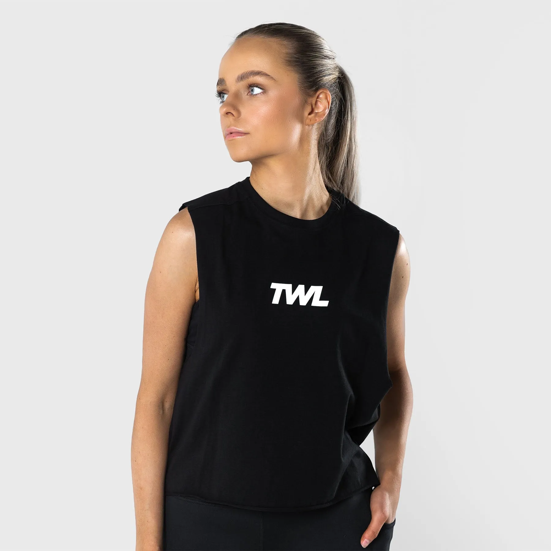 TWL - WOMEN'S SLASH CROP - BLACK/WHITE